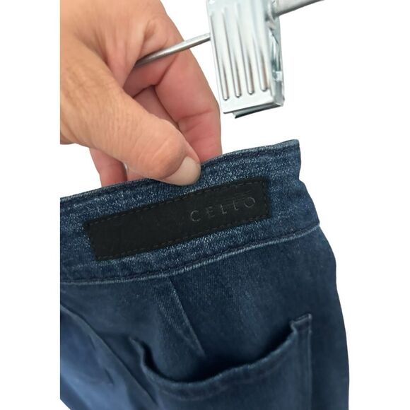 Cello Fringe Flare Leg Size 3 Stretch Dark Wash Wide Leg Bell Bottom y2K Retro - Picture 12 of 16